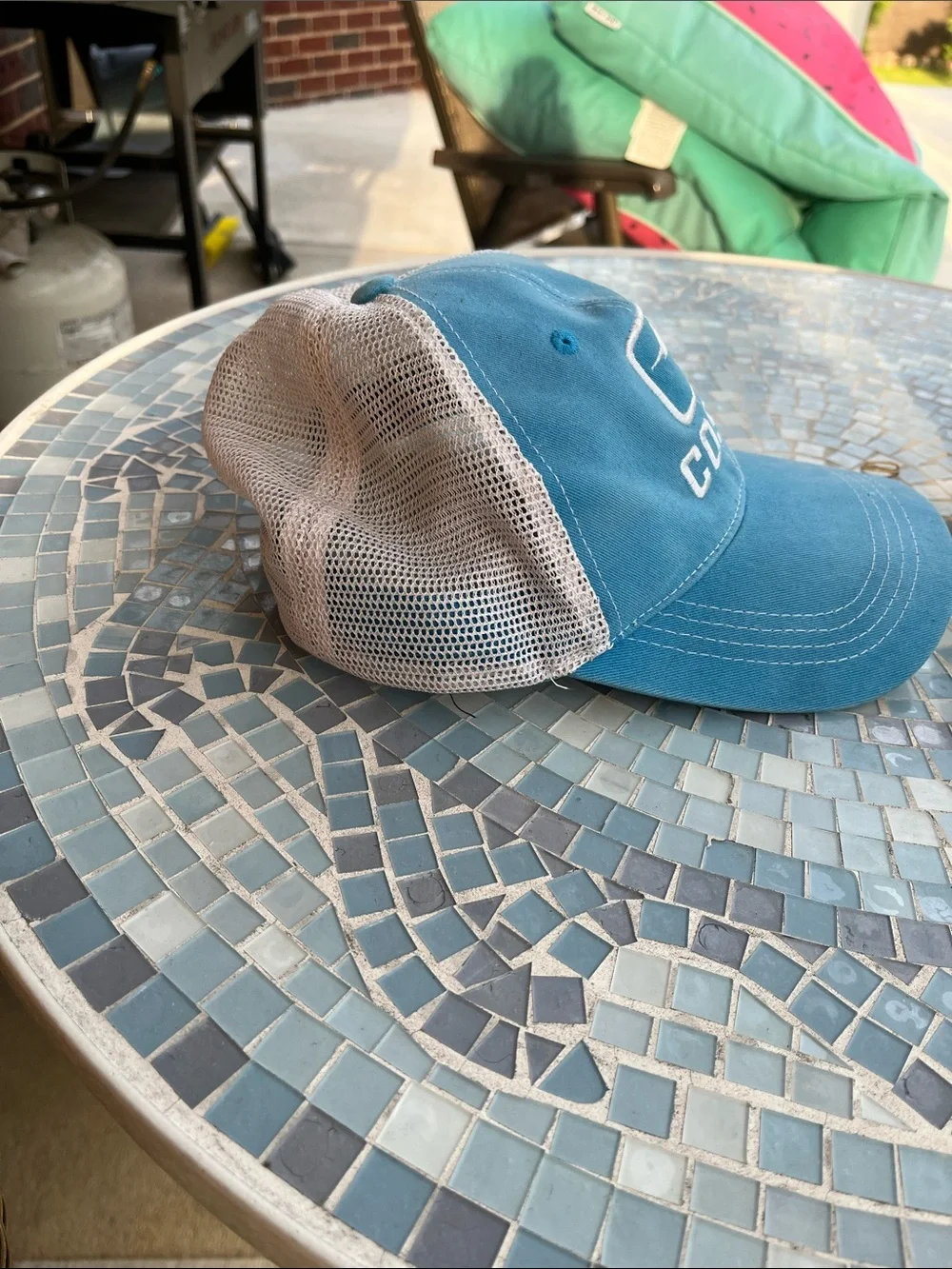 Costa Del Mar Blue White Mesh‎ Trucker Snapback Hat Marlin Fishing Cap